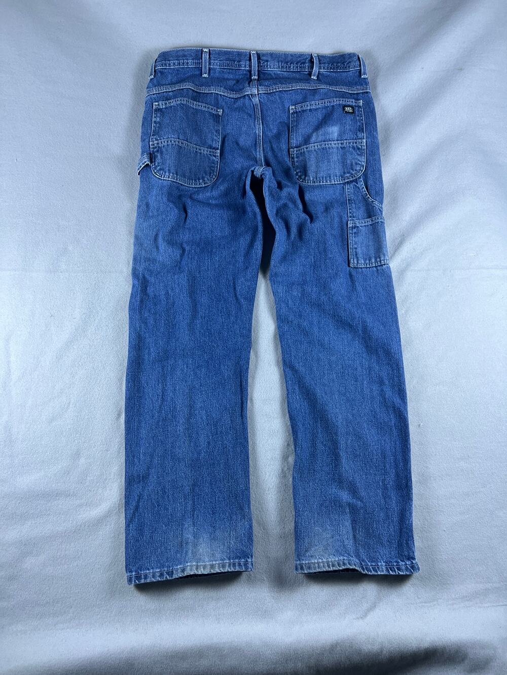 KEY Carpenter Jeans Mens 38x32 Blue Denim Medium Wash Utility Workwear Outdoor
